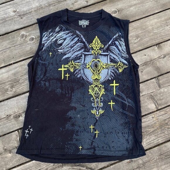 Vintage MMA Elite Y2K T Shirt Large 'Neon Cross' - Picture 1 of 3